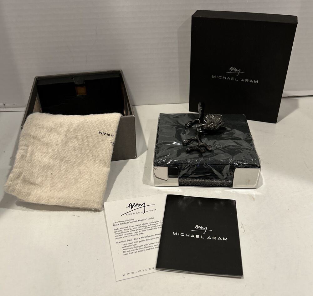 Michael Aram Black Orchid Cocktail Napkin Holder 5.25" W x 5.75" L x 1.75" READ